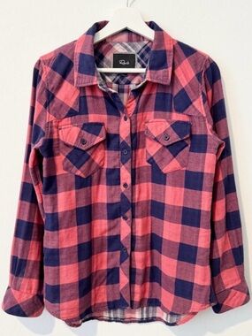 Rails Kendra Plaid Button Up Shirt Western Boho Preppy Checkered Casual Small‎